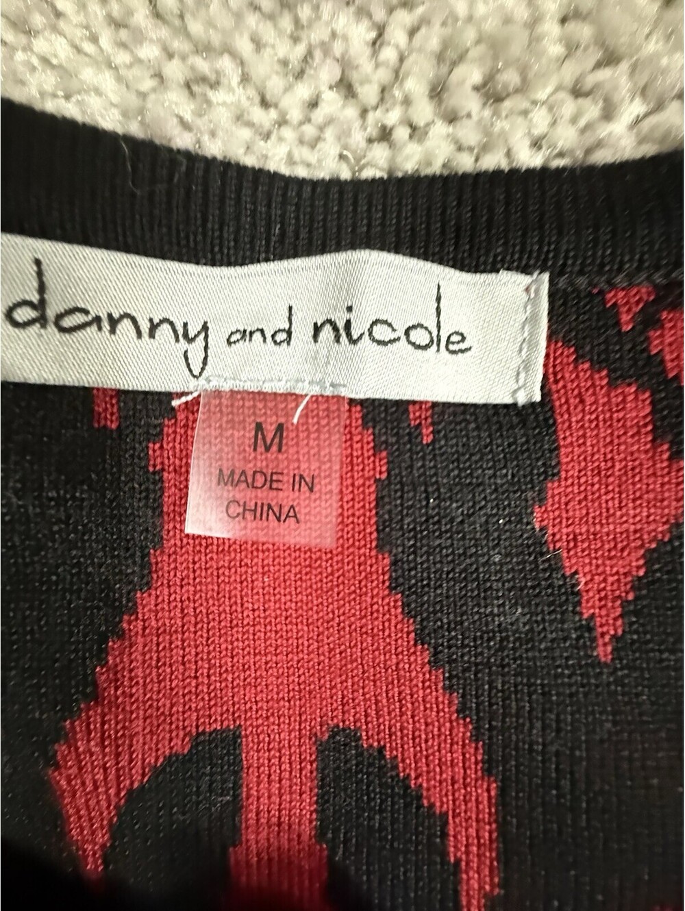 Danny & Nicole Sweater Dress Black & Red Size Medium Women’s NWT